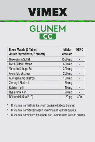 Glunem-cc 60 Glyukozamin/Glyukozamin Multivitamin Tabletka - VIMEX (1)
