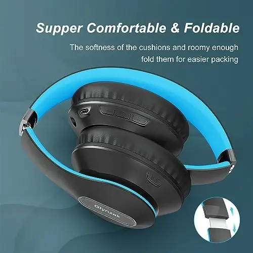 Glynzak Wireless Bluetooth Headphones Over Ear 65H Playtime HiFi Stereo Headset with Microphone and 6EQ Modes Foldable Bluetooth V5.3 Headphones for Travel Smartphone Computer Laptop - 4