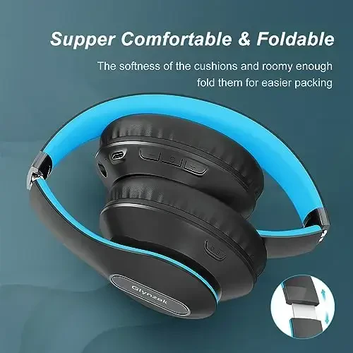 Glynzak simsiz Bluetooth quloqchinlari 65 soatgacha musiqa tinglash imkoniyatiga ega HiFi stereo garniturasi mikrofon va 6EQ rejimi bilan, buklanadigan Bluetooth V5.3 quloqchinlari sayohat, smartfon, kompyuter va noutbuk uchun - 4