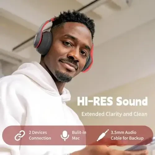 Glynzak simsiz Bluetooth quloqchinlari 65 soatlik HiFi Stereo eshitish vositasi mikrofon va 6EQ rejimi bilan, buklanadigan Bluetooth V5.3 quloqchinlari sayohat smartfon kompyuter noutbuki uchun - GLYNZAK (1)