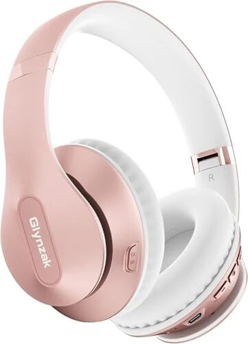 Glynzak Simsiz Bluetooth Quloqchinlari Quloq Ustida 65 soat O'ynash Vaqti HiFi Stereo Quloqchin Mikrofonli va 6EQ Rejimli Katlanadigan Bluetooth V5.3 Quloqchin Sayohat Smartfoni Kompyuter Noutbuk uchun Oltin Rang - Glynzak