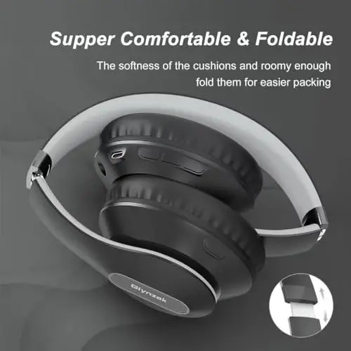 Glynzak simsiz Bluetooth quloqchinlari quloq ustida 65H O'yin vaqti Mikrofonli HiFi Stereo гарнитура va 6EQ rejimi Katlanadigan Bluetooth V5.3 Sayohat Smartfon Kompyuter Noutbuk uchun quloqchinlar - 3