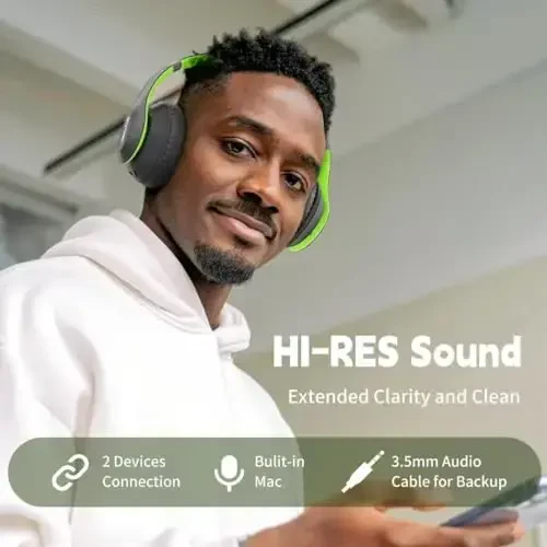 Glynzak simsiz Bluetooth quloqchinlari quloq ustida 65H pleyer vaqti HiFi Stereo гарнитура микрофон ва 6EQ режими билан буклама Bluetooth V5.3 наушниклари саёҳат смартфон компютери ноутбуки учун - 2