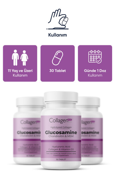 Glyukozaamin, Xondroitin & MSM, Gidrolangan Kollagen, D3 Vitamini, 1500 mg x 30 Tablet - 10