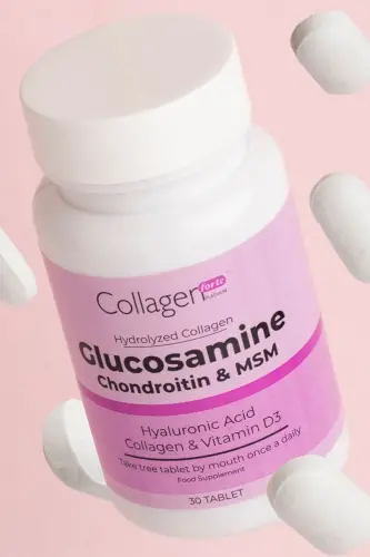 Glyukozaamin, Xondroitin & MSM, Gidrolangan Kollagen, D3 Vitamini, 1500 mg x 30 Tablet - 1