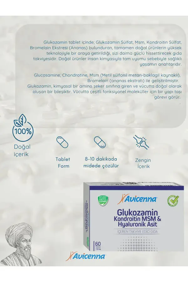 Glyukozamin Xondroitin MSM Gialuron kislotasi 60 Tablet - 2