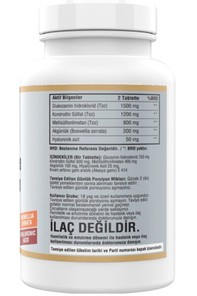 Glyukozamin Xondroitin MSM Gialuron kislotasi Bosvellia Serrata 180 Tablet - NCS (1)