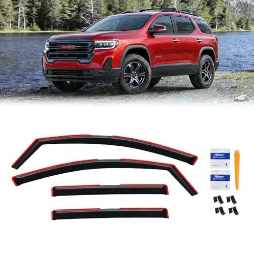 GMC Acadia 2017-2023 için Kanal İçi Yağmurluklar, Cam Siperlikleri Koruyucuları Havalandırma Deflektörü Gölge Rüzgar Koyu Duman 2018 2019 2020 2021 2022 17 18 19 20 21 22 23, Bantlı İç Montaj, 4 Adet - 1