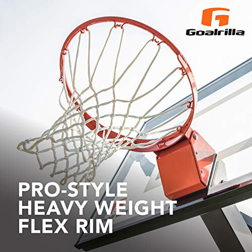 Goalrilla Баскетбольный щит с отрывным ободом Flex Pro-Style Heavy-Weight с нейлоновой сеткой для всех погодных условий, порошковым покрытием обода и нержавеющей сталью - 2