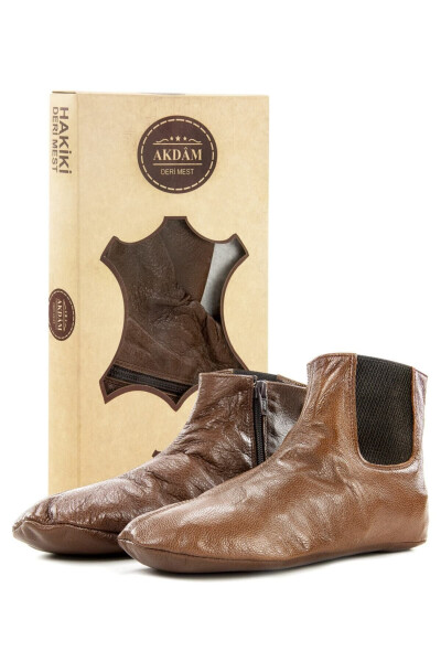 Goat Leather Lace-up Chelsea Boots - Brown - AKDAM