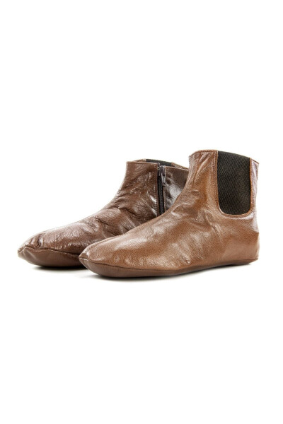 Goat Leather Lace-up Chelsea Boots - Brown - AKDAM (1)