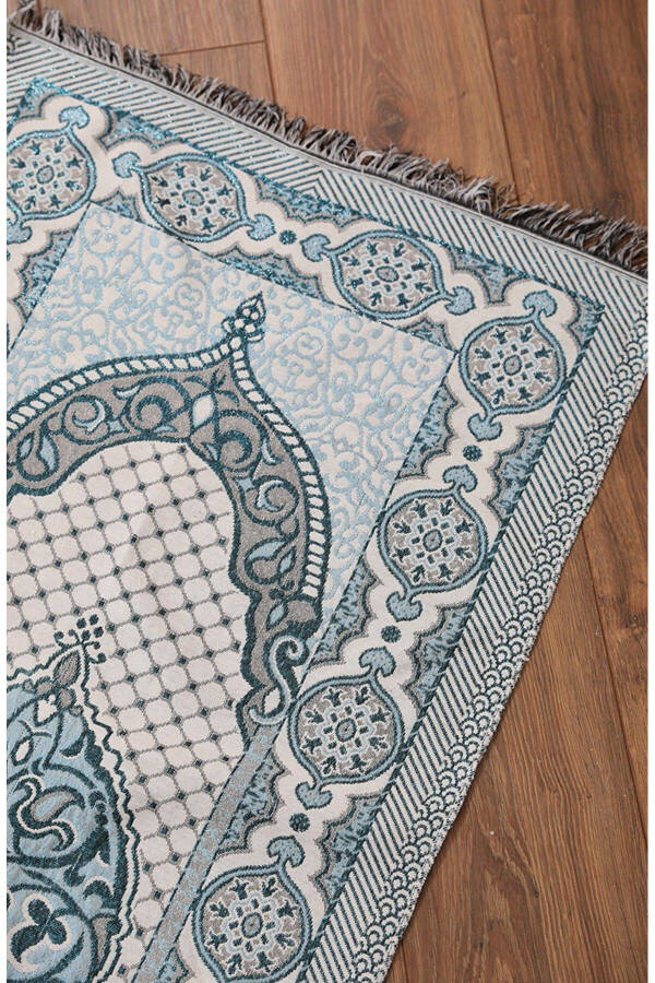 Gobelin Prayer Rug | Shiny Prayer Rug | Souvenir Prayer Rug | Hajj Umrah Gift | Ottoman Prayer Rug - 2