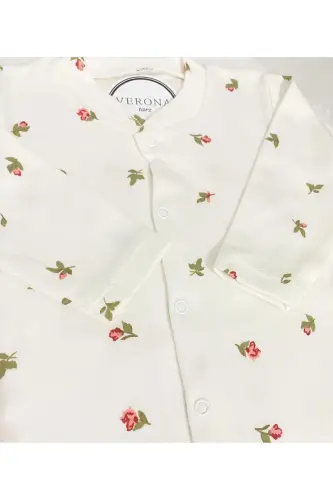 Go'dak qizcha uchun gulli naqshli 2 qismli kombinezon to'plami Yangi tug'ilgan chaqaloq 1-3-6 oy - 3