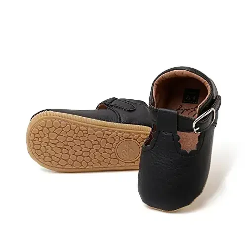 Baby Girls Mary Jane Flats Shoes with Non-Slip Soft Sole Toddler First Walkers Newborn Princess Dress Shoes - 3