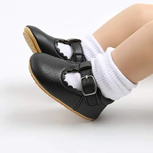 Baby Girls Mary Jane Flats Shoes with Non-Slip Soft Sole Toddler First Walkers Newborn Princess Dress Shoes - BABY (1)
