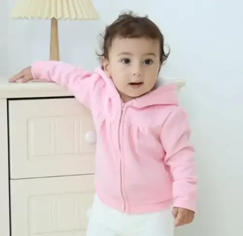 Go'dak qizlar o'g'il bolalar uchun kuz bahori tashqi kiyimlari uchun iliq yoqimli kapüşonli fermuarli palto 3-24 oylik bolalar kurtkasi - BABY (1)