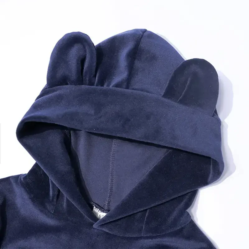 Godderr 2Pcs Kids Toddler Fleece Sweat Suits Set 9M-8Y Baby Tracksuit Ears Hooded Sweatsuits Sweatpants Outfits with Pockets Sweater Jogger Pants for Boys Girls - 6