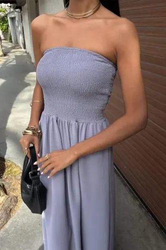 Göğsü Gipeli Straplez Elbise 2878 - 8