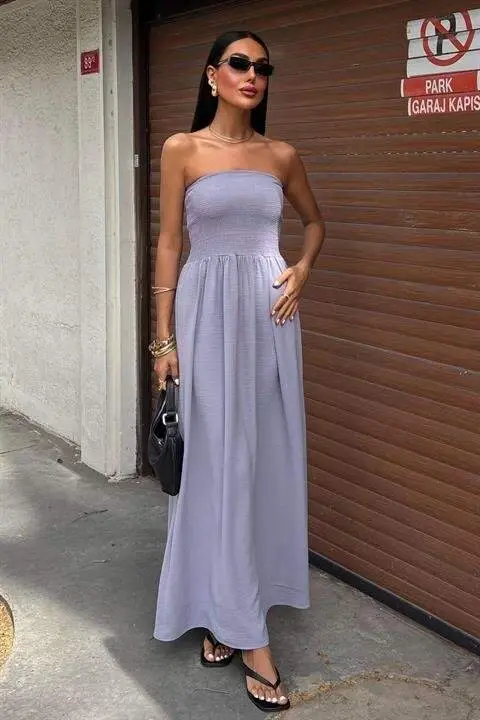 Göğsü Gipeli Straplez Elbise 2878 - 1