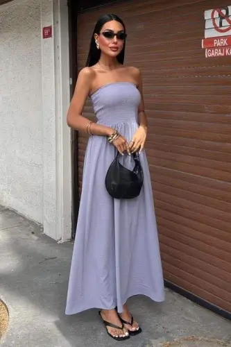 Göğsü Gipeli Straplez Elbise 2878 - 4