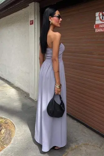 Göğsü Gipeli Straplez Elbise 2878 - 6