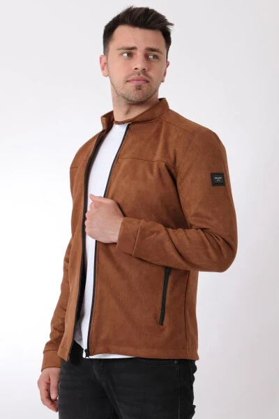 Göğüs Fermuarlı Hakim Yaka Süet Mevsimlik Mont PLDP 2981-TABA - BYTREND