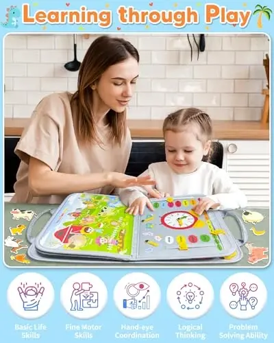 Gojmzo Busy Board Montessori o'yinchoqlar toddler bola qiz tug'ilgan kun sovg'alari uchun, band kitob sensorli o'yinchoqlar toddlerlar uchun, o'quvchi ta'limiy toddler sayohat tadbirlari - 5