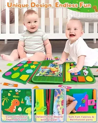 Gojmzo Busy Board Montessori o'yinchoqlari kichkintoy bir yoshli o'g'il qiz tug'ilgan kun sovg'alari uchun, kichkintoylar uchun band bo'lgan kitob sensorli o'yinchoqlar, o'quv tarbiyaviy kichkintoy sayohat mashg'ulotlari - 4