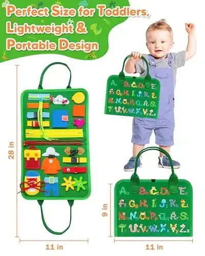 Gojmzo Busy Board Montessori o'yinchoqlari kichkintoy bir yoshli o'g'il qiz tug'ilgan kun sovg'alari uchun, kichkintoylar uchun band bo'lgan kitob sensorli o'yinchoqlar, o'quv tarbiyaviy kichkintoy sayohat mashg'ulotlari - 6
