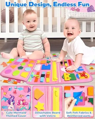 Gojmzo Busy Board Montessori o'yinchoqlari qiz bolalar uchun tug'ilgan kun sovg'alari, Bolalar uchun band kitob sensorli o'yinchoqlar, Ta'limiy o'rganish uchun bolalar sayohat tadbirlari - 4