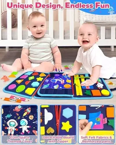 Gojmzo Busy Board Montessori Toys for Toddler Boy Birthday Gifts, Busy Book Sensory Toys for Toddlers, Learning Educational Toddler Travel Activities - 4