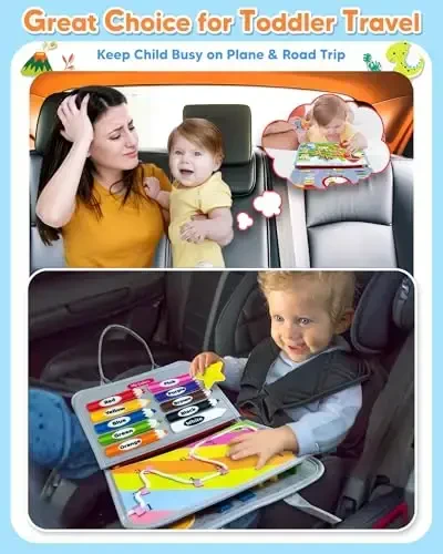 Gojmzo Busy Board Montessori Toys for Toddler Boy Girl Birthday Gifts, Busy Book Sensory Toys for Toddlers, Learning Educational Toddler Travel Activities - 2