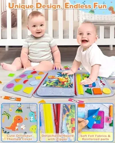 Gojmzo Busy Board Montessori Toys for Toddler Boy Girl Birthday Gifts, Busy Book Sensory Toys for Toddlers, Learning Educational Toddler Travel Activities - 4