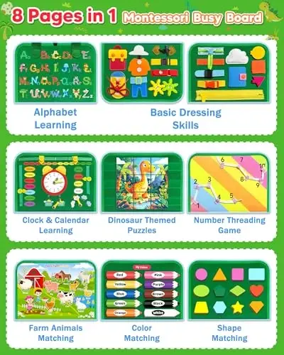 Gojmzo Busy Board Montessori Toys for Toddler Year Old Boy Girl Birthday Gifts, Busy Book Sensory Toys for Toddlers, Learning Educational Toddler Travel Activities - 3