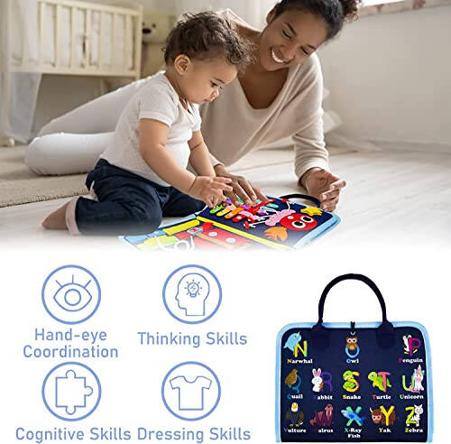 Gojmzo Busy Board Montessori Toys for Toddler Boys & Girls Gifts, Sensory Toys for Toddlers, Educational Travel Preschool Activities Learning Alphabet Count Fine Motor Skills - 6