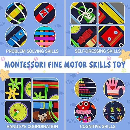 Gojmzo Busy Board Montessori Toys for Toddler Boys & Girls Gifts, Sensory Toys for Toddlers, Educational Travel Preschool Activities Learning Alphabet Count Fine Motor Skills - GOJMZO (1)