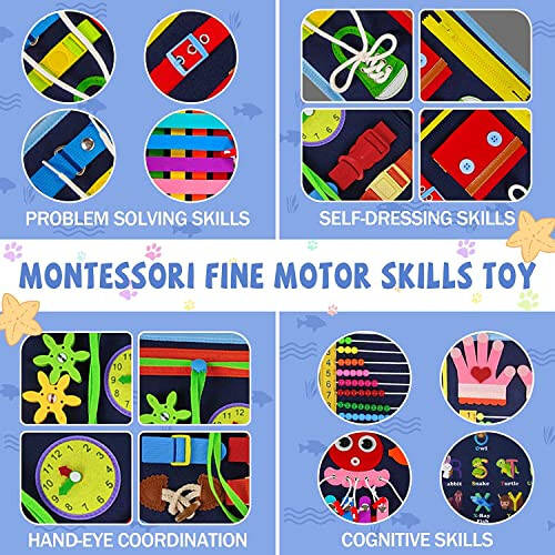 Gojmzo Busy Board Montessori Toys for Toddler Boys & Girls Gifts, Sensory Toys for Toddlers, Educational Travel Preschool Activities Learning Alphabet Count Fine Motor Skills - 2