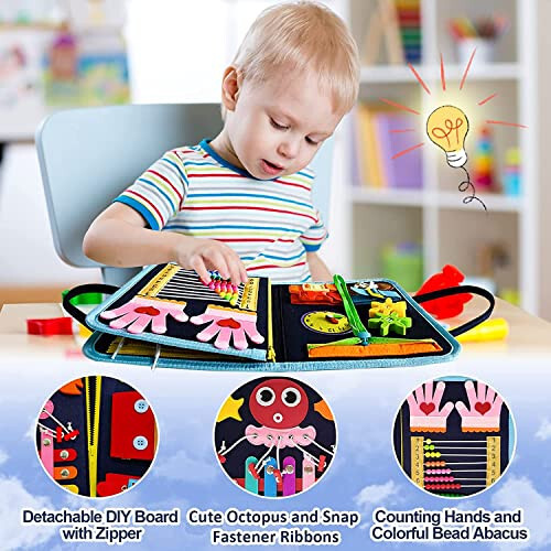 Gojmzo Busy Board Montessori Toys for Toddler Boys & Girls Gifts, Sensory Toys for Toddlers, Educational Travel Preschool Activities Learning Alphabet Count Fine Motor Skills - 4
