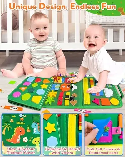 Gojmzo Busy Board Montessori Toys for Toddler Year Old Boy Girl Birthday Gifts, Busy Book Sensory Toys for Toddlers, Learning Educational Toddler Travel Activities - 4