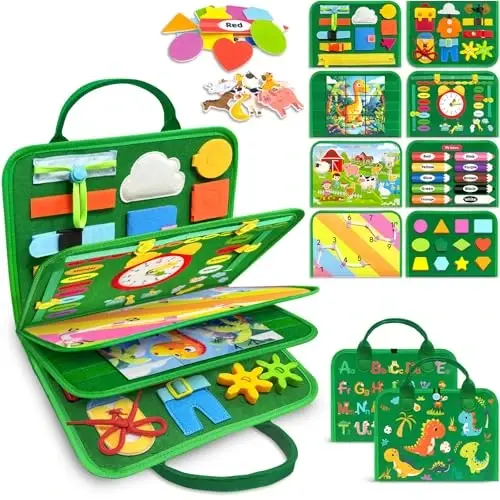 Gojmzo Busy Board Montessori Toys for Toddler Year Old Boy Girl Birthday Gifts, Busy Book Sensory Toys for Toddlers, Learning Educational Toddler Travel Activities 