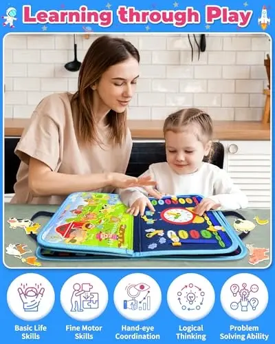 Gojmzo Busy Board Montessori Toys for Toddler Boy Birthday Gifts, Busy Book Sensory Toys for Toddlers, Learning Educational Toddler Travel Activities - 5