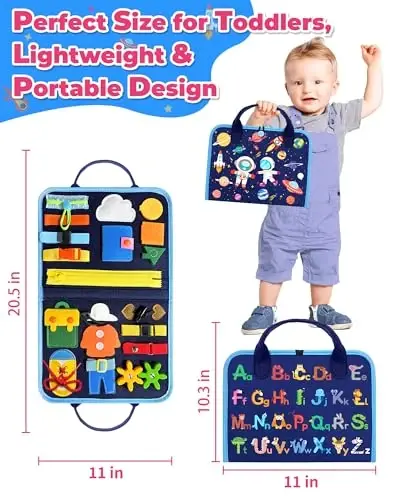 Gojmzo Meşguliyet Panosu Montessori Oyuncakları Erkek Çocuk Doğum Günü Hediyeleri, Meşguliyet Kitabı Bebekler için Duyusal Oyuncaklar, Öğrenme Eğitici Bebek Seyahat Aktiviteleri - 1