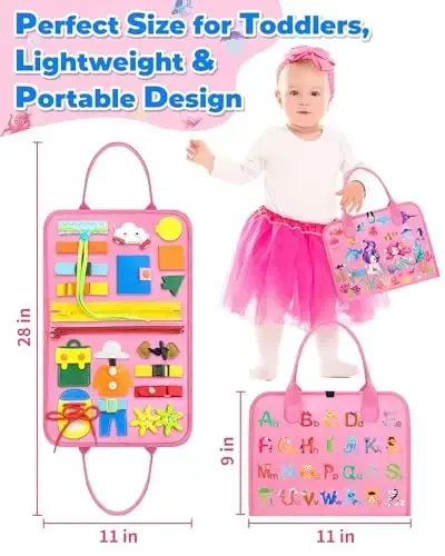 Gojmzo Busy Board Montessori Toys for Toddler Girl Birthday Gifts, Busy Book Sensory Toys for Toddlers, Learning Educational Toddler Travel Activities - 6