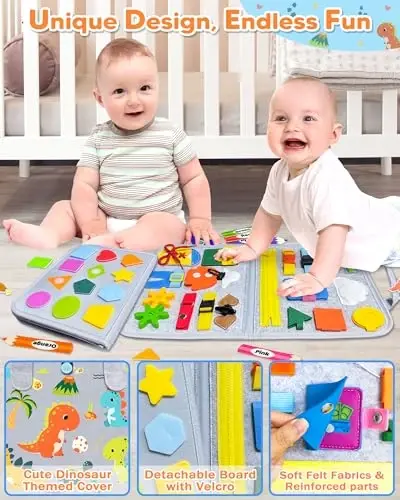 Gojmzo Busy Board Montessori Toys for Toddler Boy Girl Birthday Gifts, Busy Book Sensory Toys for Toddlers, Learning Educational Toddler Travel Activities - 4