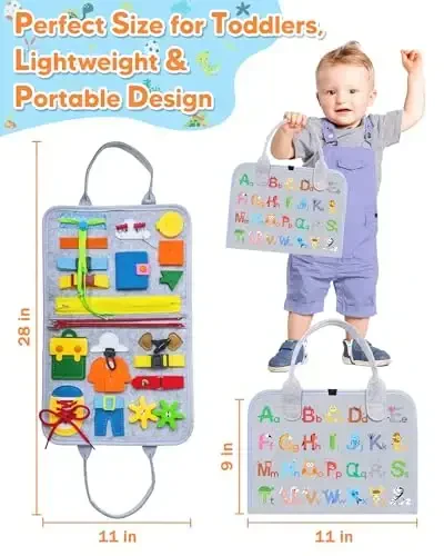 Gojmzo Busy Board Montessori Toys for Toddler Boy Girl Birthday Gifts, Busy Book Sensory Toys for Toddlers, Learning Educational Toddler Travel Activities - 6