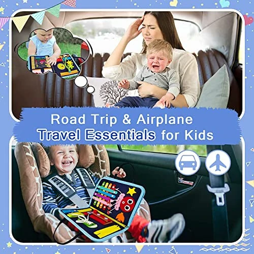 Gojmzo Занятая Доска Montessori Игрушки для мальчиков и девочек 1 2 3 4 лет Подарки, Сенсорные игрушки для малышей 1-3, Образовательные игрушки для путешествий, Дошкольные занятия Изучение алфавита Счет Мелкая моторика - 3