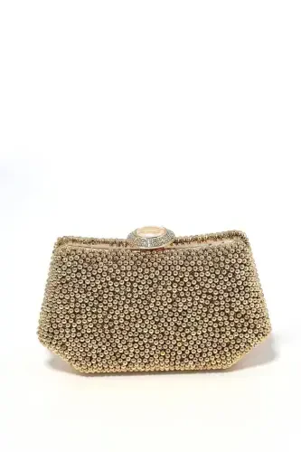 Gold Beaded Evening Bag Mother-of-Pearl Bridal Bag Evening Bag Party Bag Portfolio Clutch - 5