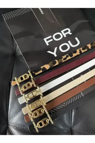 Gold Buckle Skinny Belt, Pants Belt, Shirt Belt, Jacket Belt-Multicolor - 3