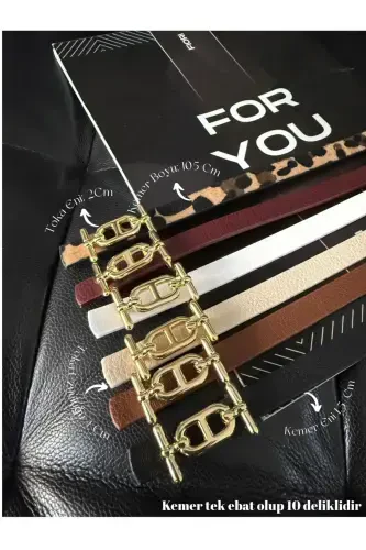 Gold Buckle Skinny Belt, Pants Belt, Shirt Belt, Jacket Belt-Multicolor - 4