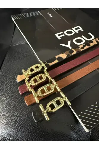 Gold Buckle Skinny Belt, Trouser Belt, Shirt Belt, Jacket Belt-Black - FIORI (1)